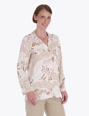 Blusa camisera Charme manga larga para mujer