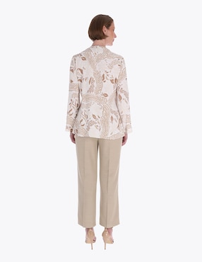Blusa camisera Charme manga larga para mujer