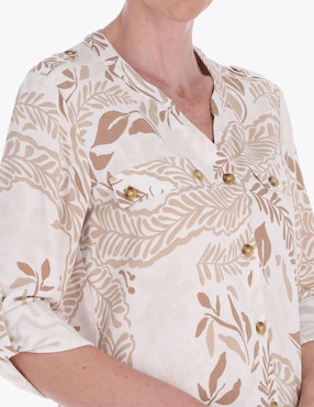 Blusa camisera Charme manga larga para mujer
