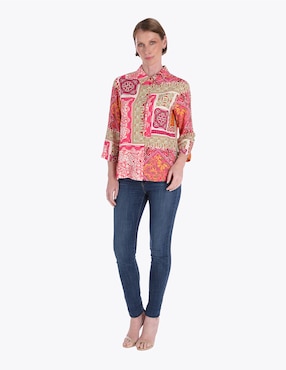 Blusa camisera Charme manga 3/4 para mujer