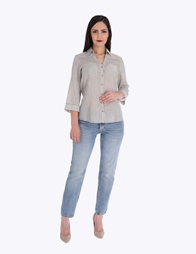 Blusa camisera Charme manga 3/4 para mujer