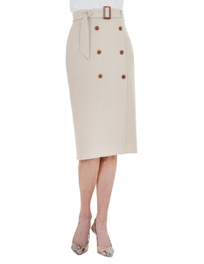 Falda midi Chaps de lino a la cintura