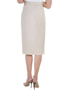 Falda midi Chaps de lino a la cintura