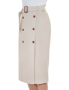Falda midi Chaps de lino a la cintura