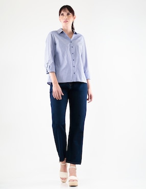 Blusa camisera Margaret manga larga para mujer