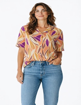 Blusa Merkabá manga corta para mujer