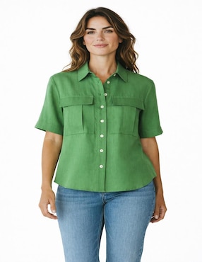 Blusa camisera Merkabá manga corta para mujer