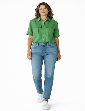 Blusa camisera Merkabá manga corta para mujer