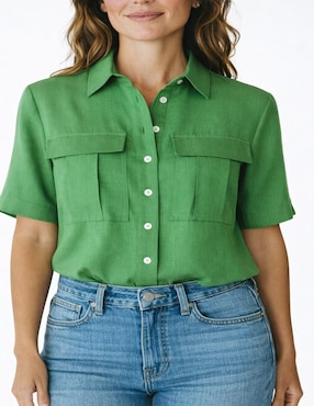 Blusa camisera Merkabá manga corta para mujer