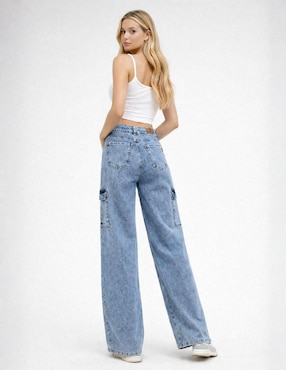 Jeans cargo wide leg cintura alta OBS Jeans para mujer