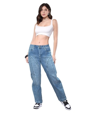 Jeans mom media cintura Savi Jeans SB4702 para mujer