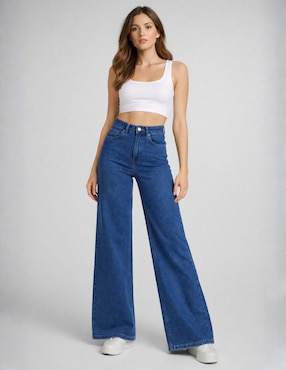 Jeans wide leg a la cintura alta Obs Jeans para mujer