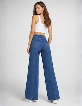 Jeans wide leg a la cintura alta Obs Jeans para mujer