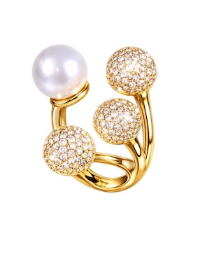Anillo Yoiko Constelación con acabado baño de oro 18 K zirconia