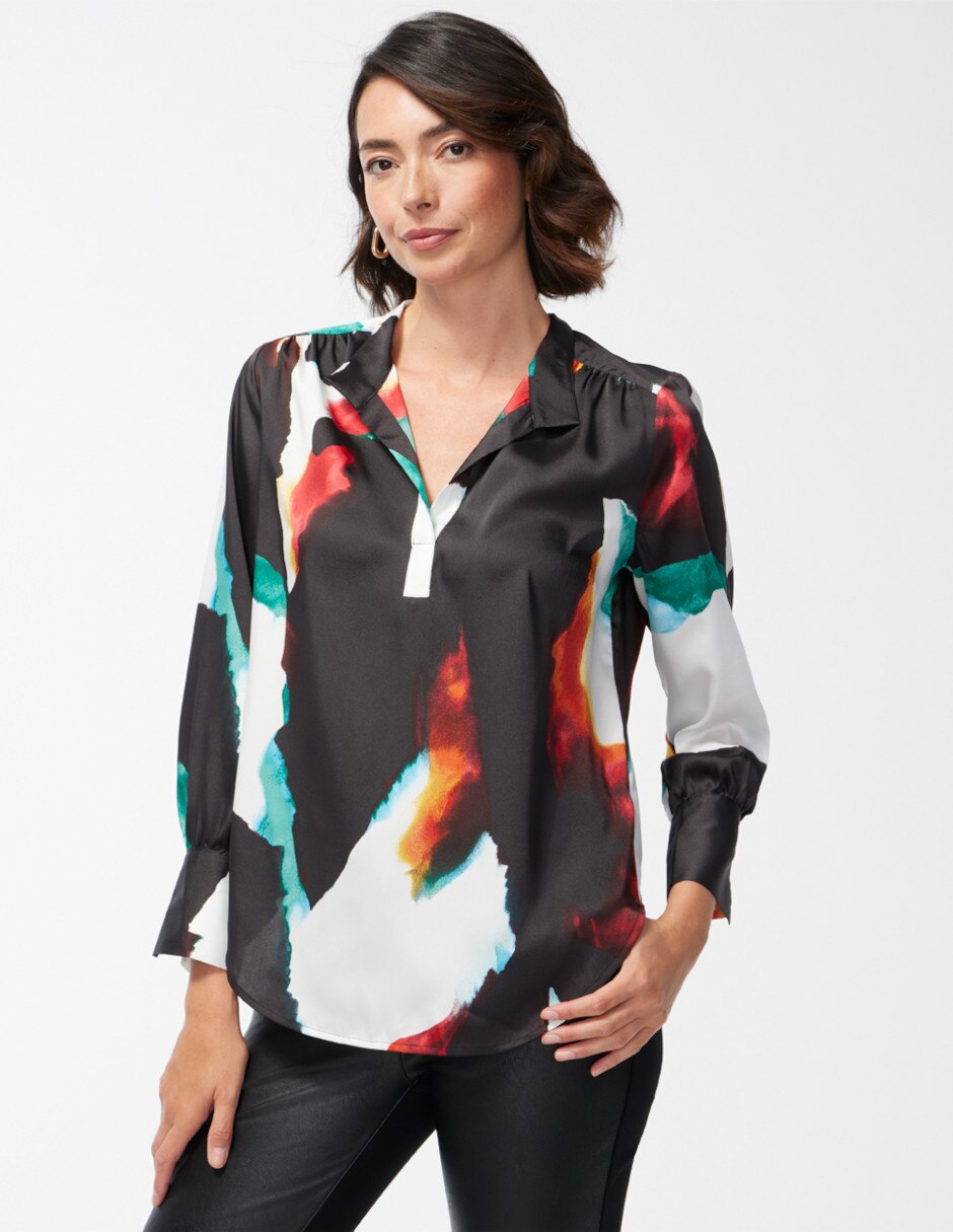 Blusa camisera manga larga para mujer 1
