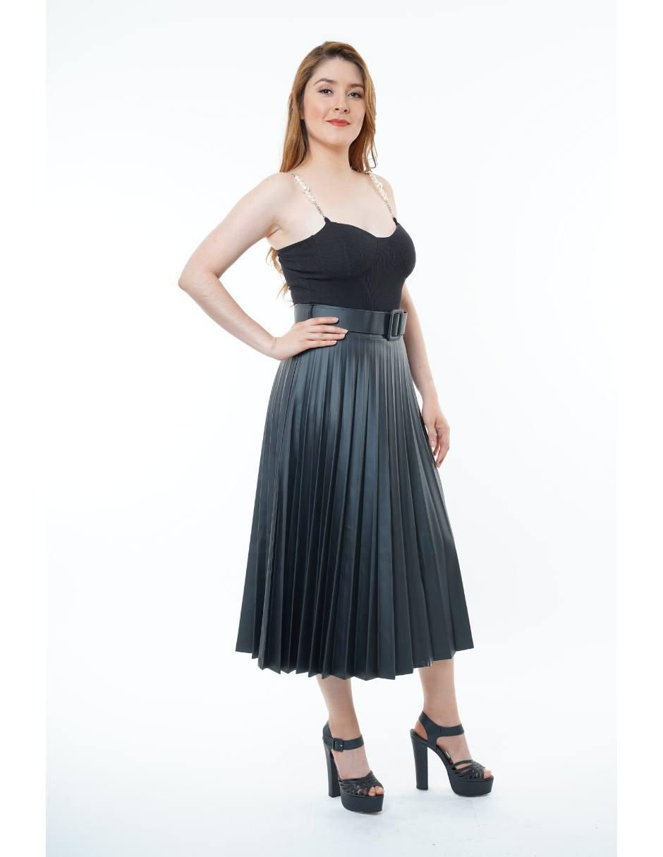 "falda/falda short" midi look at me "de" vinipiel "a la" (si aplica) cintura