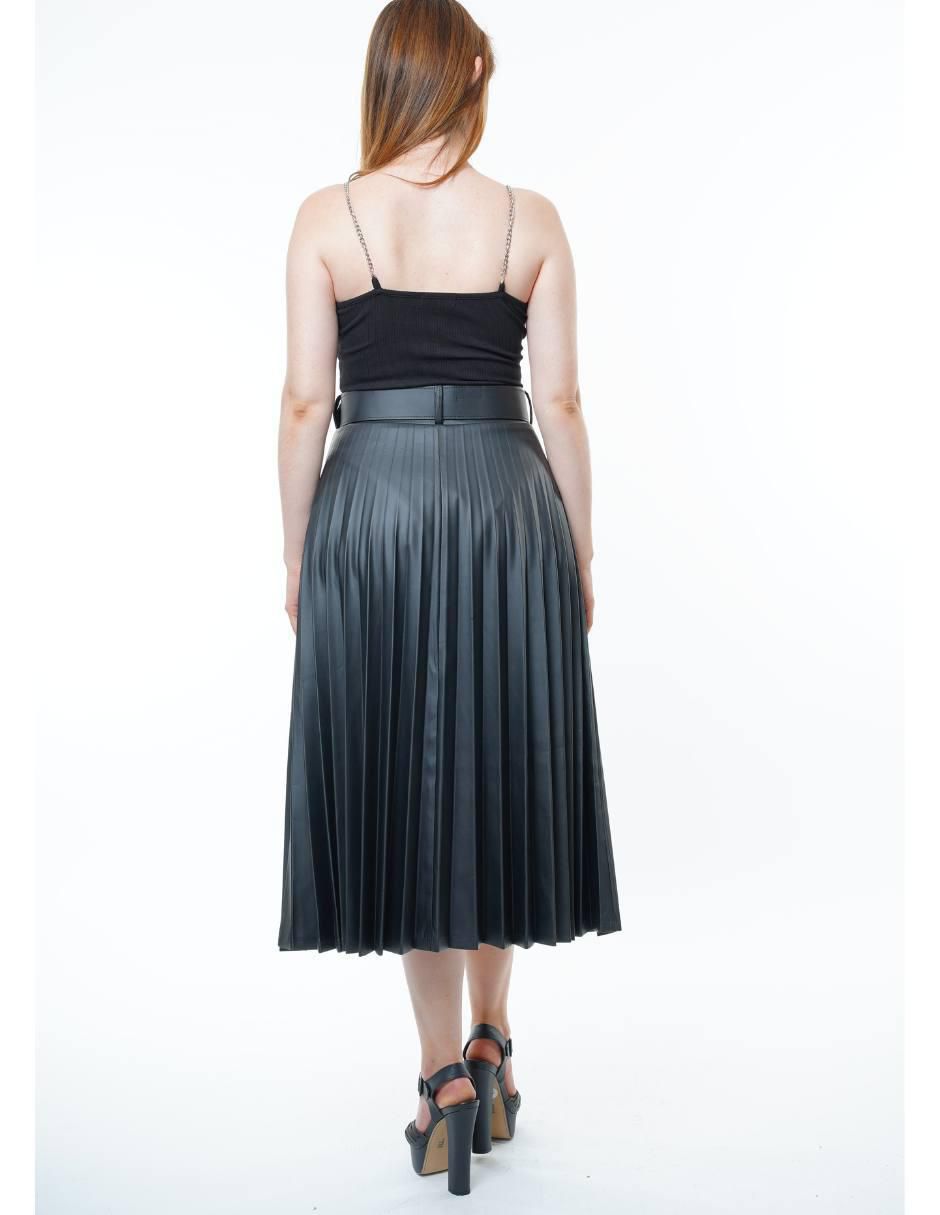 "falda/falda short" midi look at me "de" vinipiel "a la" (si aplica) cintura