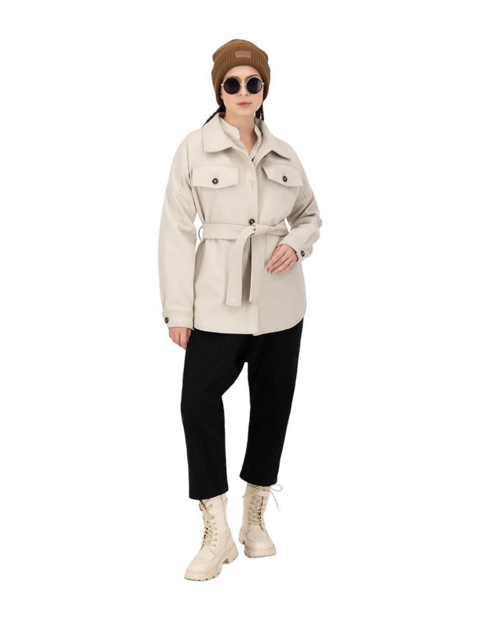 Abrigo de lana abierto para mujer 3