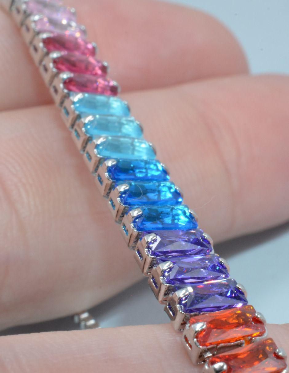 Pulsera Rainbow con acabado baño rodio 3