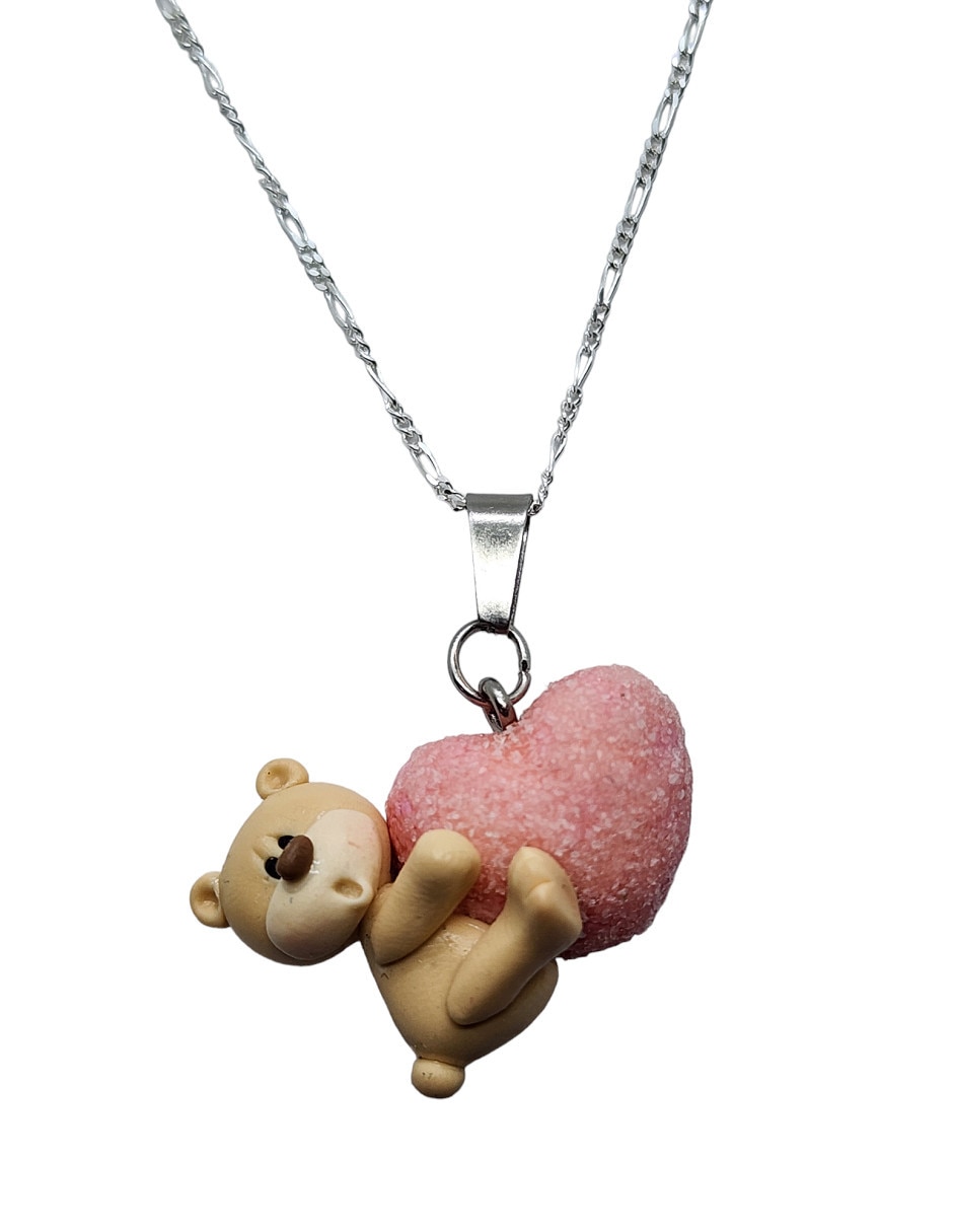 Collar de oso Animalitos Corazón de plata P 925