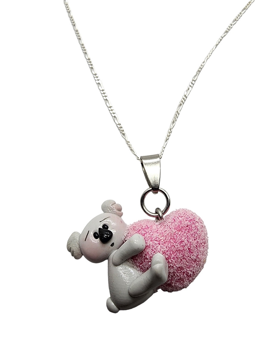 Collar de oso Animalitos Corazón de plata P 925