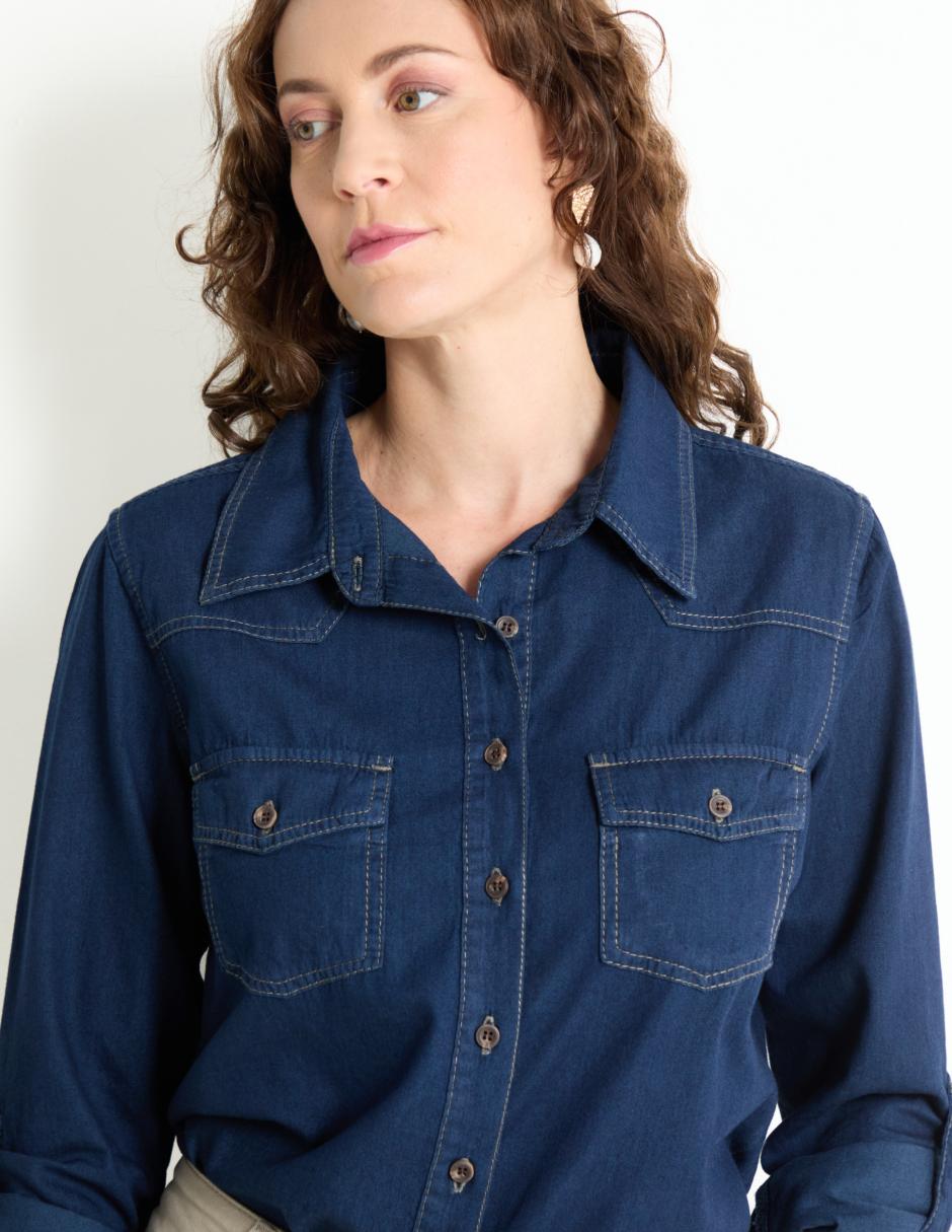 Blusa camisera manga larga para mujer 4