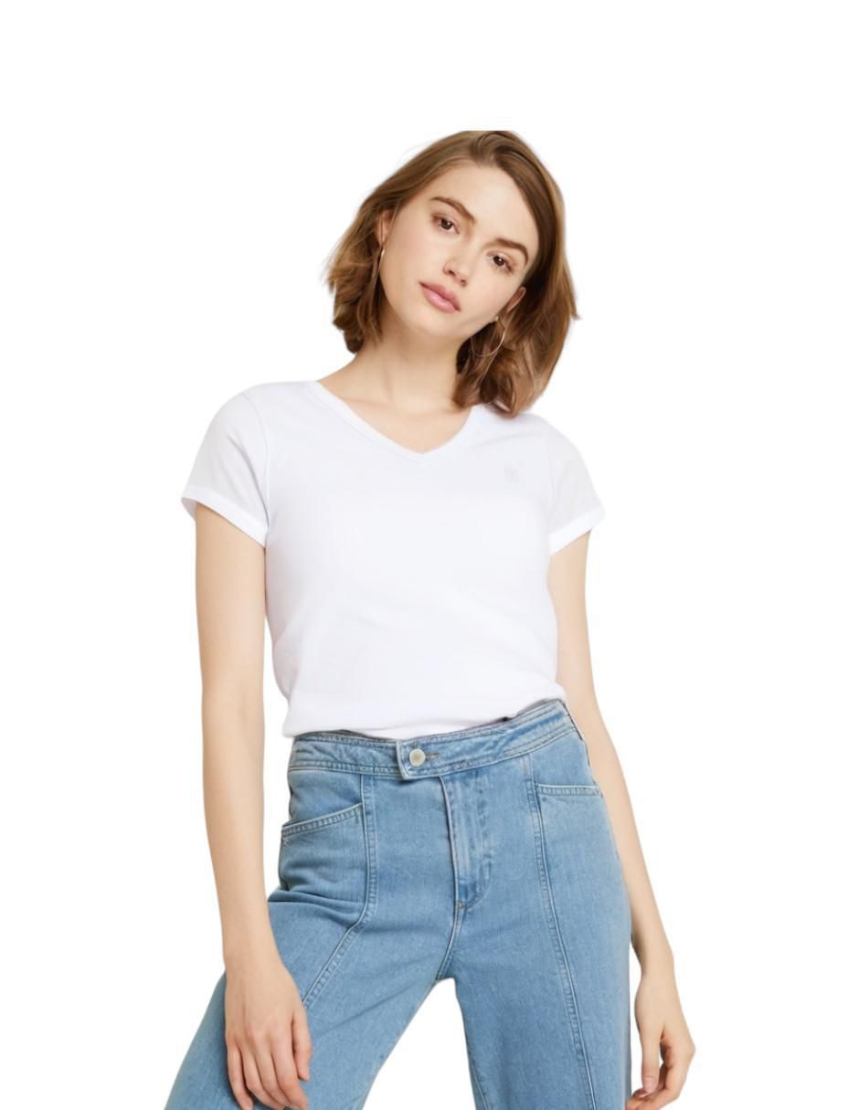 Playera manga corta Polo cuello v para mujer