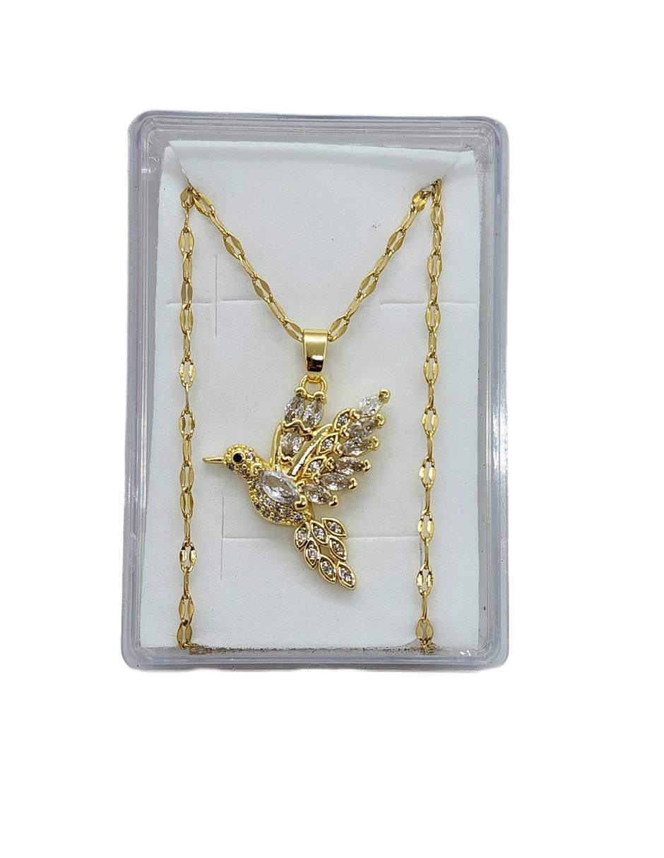 Collar de colibrí de oro laminado 14 K 4