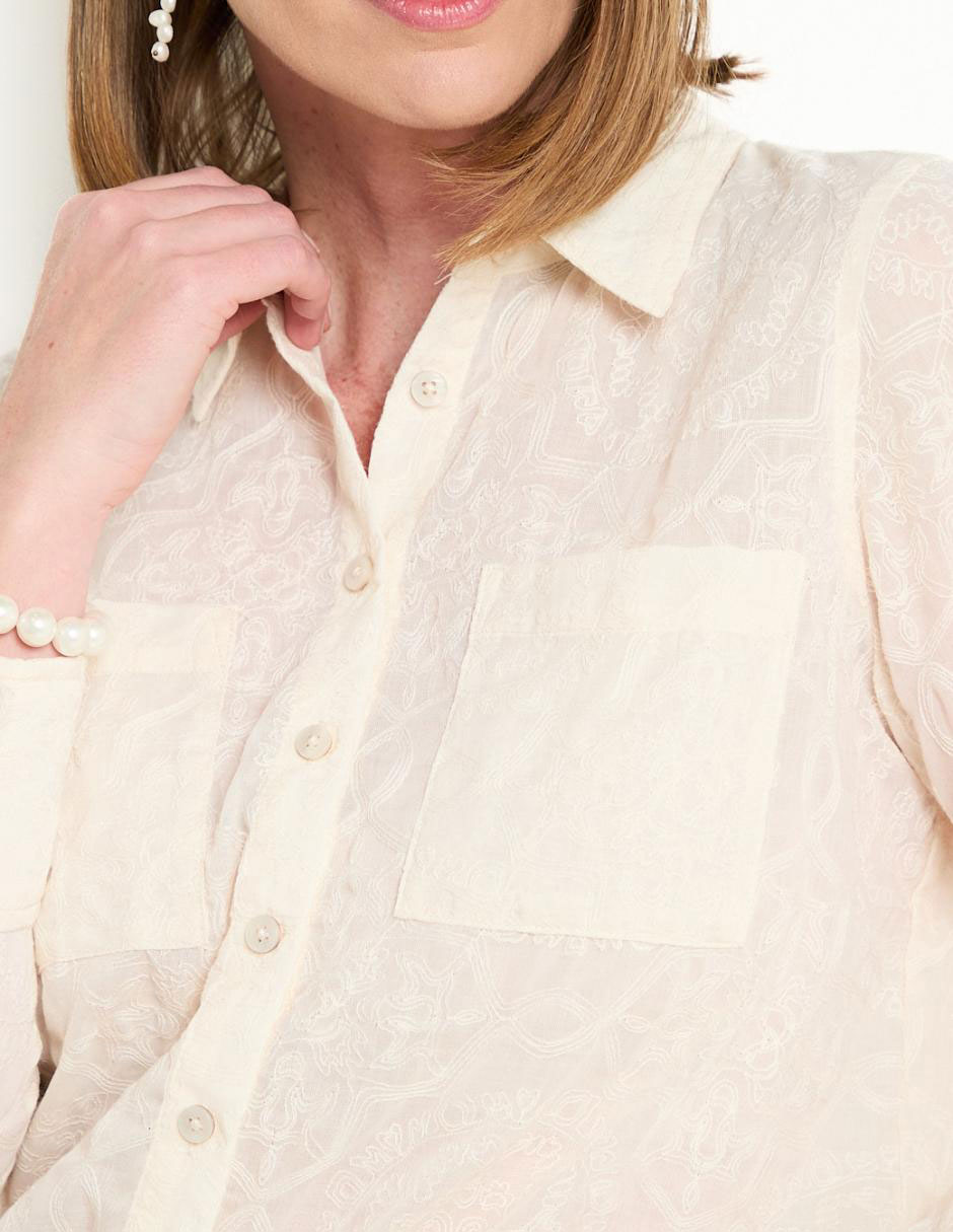 Blusa camisera manga larga para mujer 4