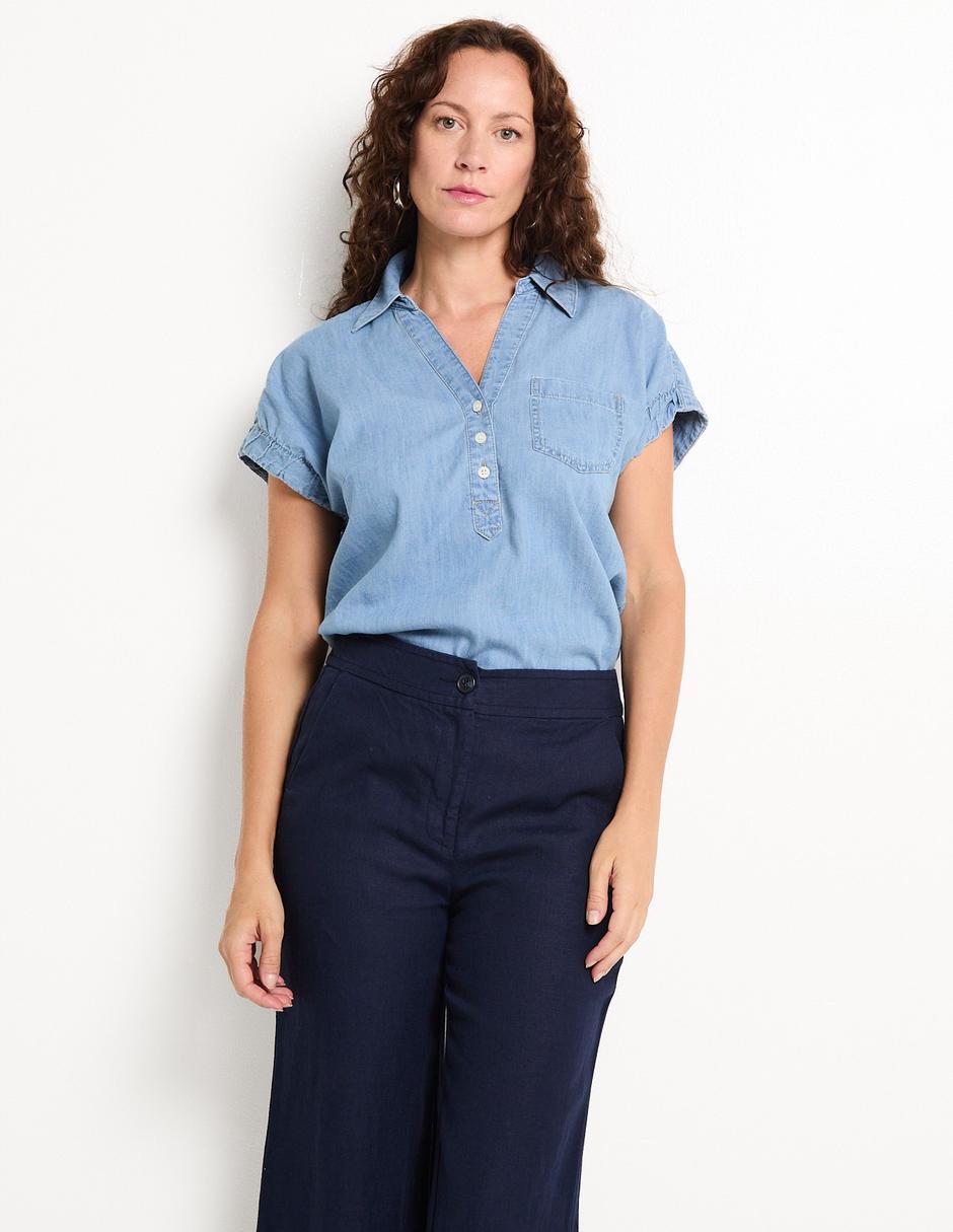 Blusa camisera Talbots manga corta para mujer