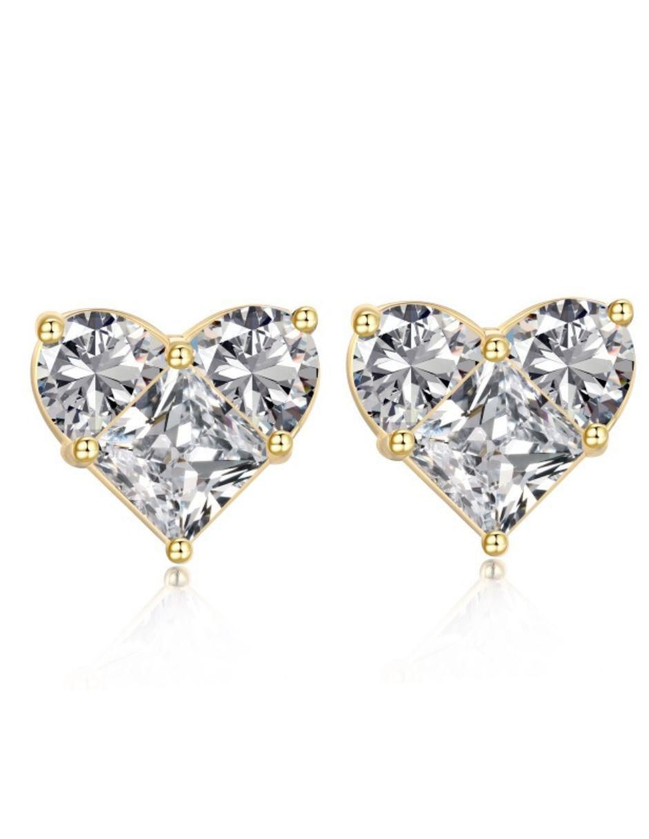 Broqueles "de (si aplica)" corazón no aplica yoiko isabel "de" plata 14 k "con acabado" baño oro zirconia