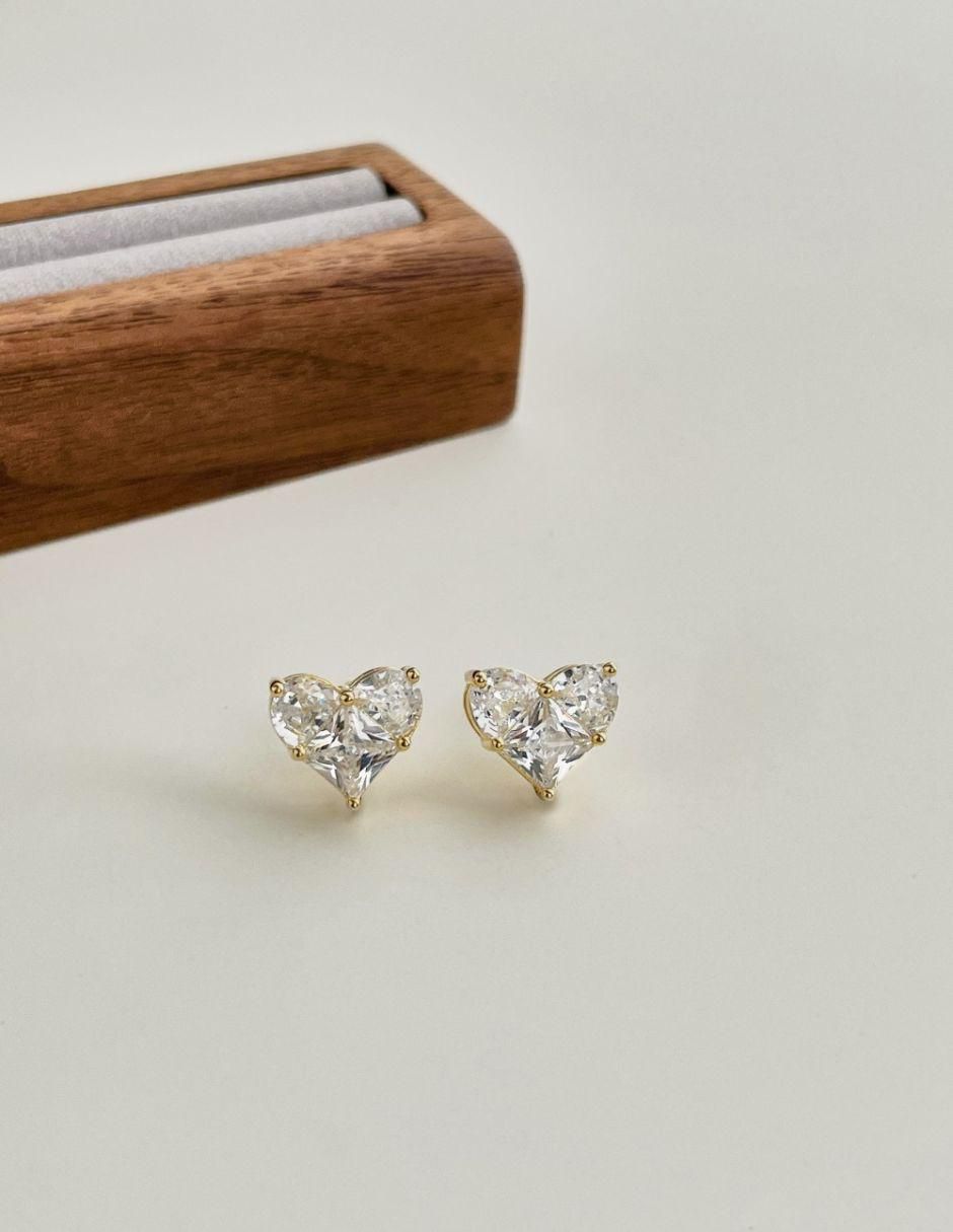Broqueles "de (si aplica)" corazón no aplica yoiko isabel "de" plata 14 k "con acabado" baño oro zirconia