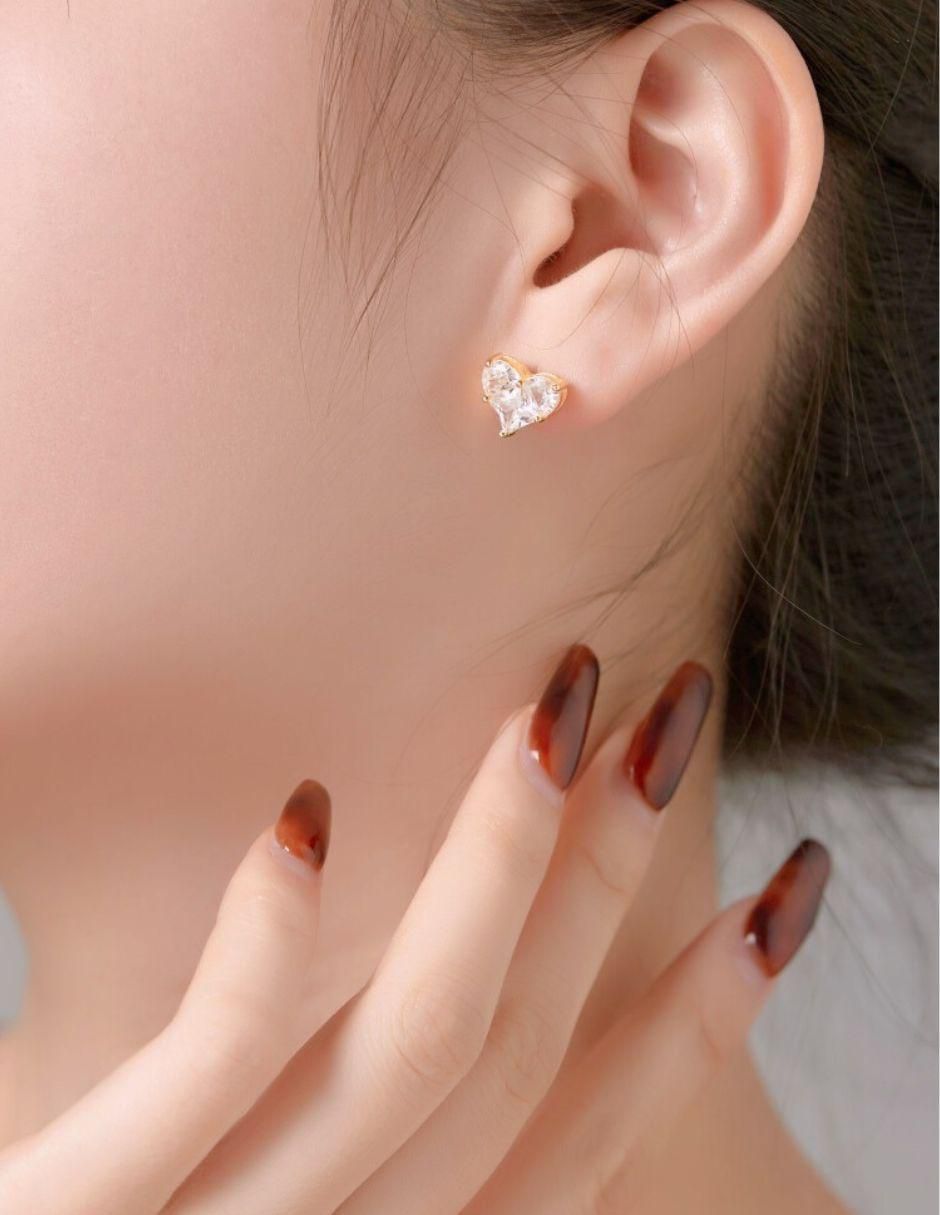 Broqueles "de (si aplica)" corazón no aplica yoiko isabel "de" plata 14 k "con acabado" baño oro zirconia