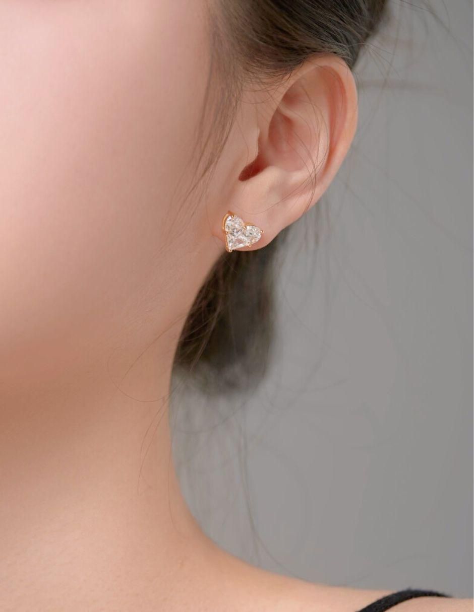 Broqueles "de (si aplica)" corazón no aplica yoiko isabel "de" plata 14 k "con acabado" baño oro zirconia
