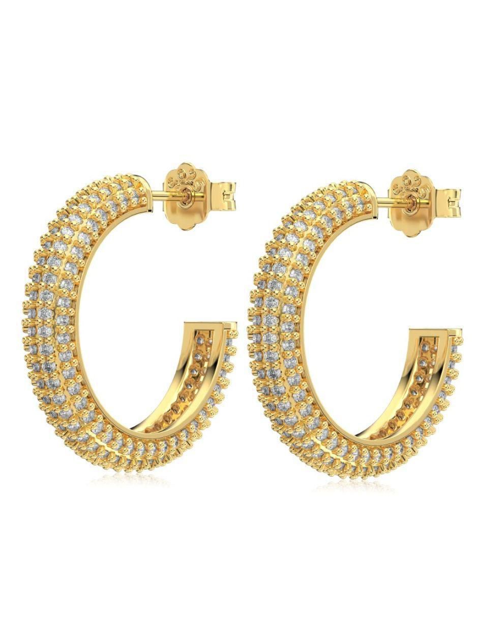 Aretes de aro de media luna Camila Gold de plata P 925 con acabado baño de oro zirconia 2