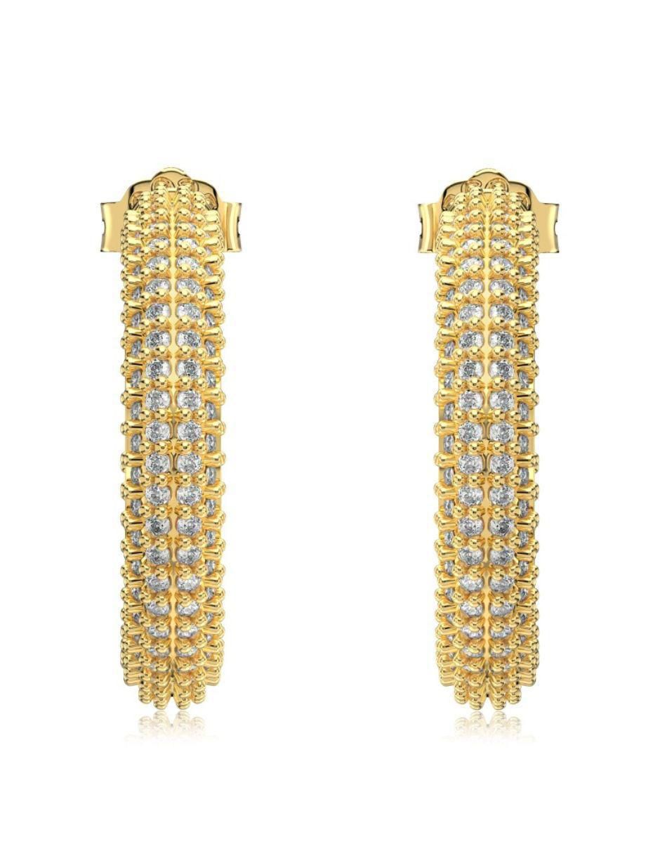 Aretes de aro de media luna Camila Gold de plata P 925 con acabado baño de oro zirconia 3