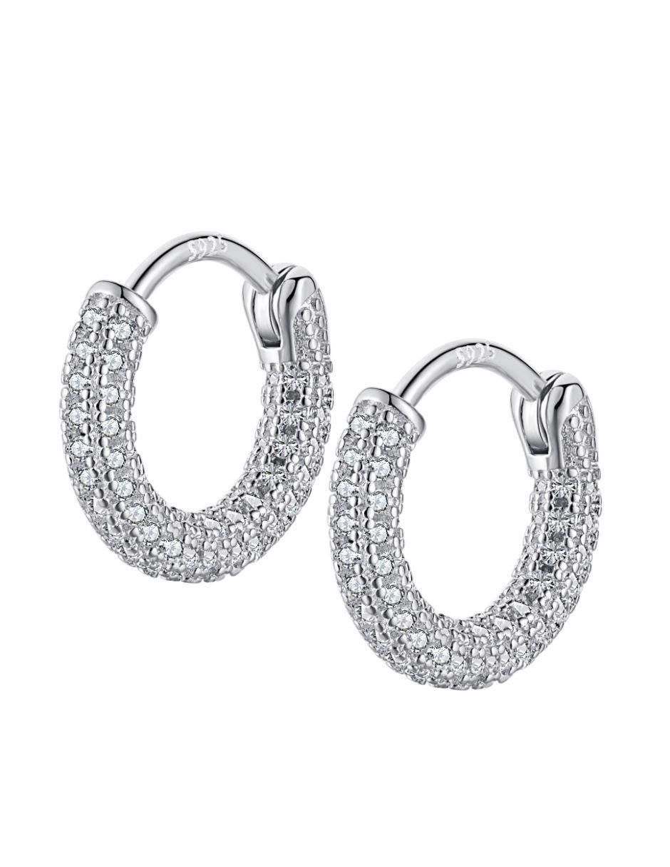 Arracadas Camila de plata P 925 con acabado baño rodio zirconia Arracadas Camila de plata P 925 con acabado baño rodio zirconia