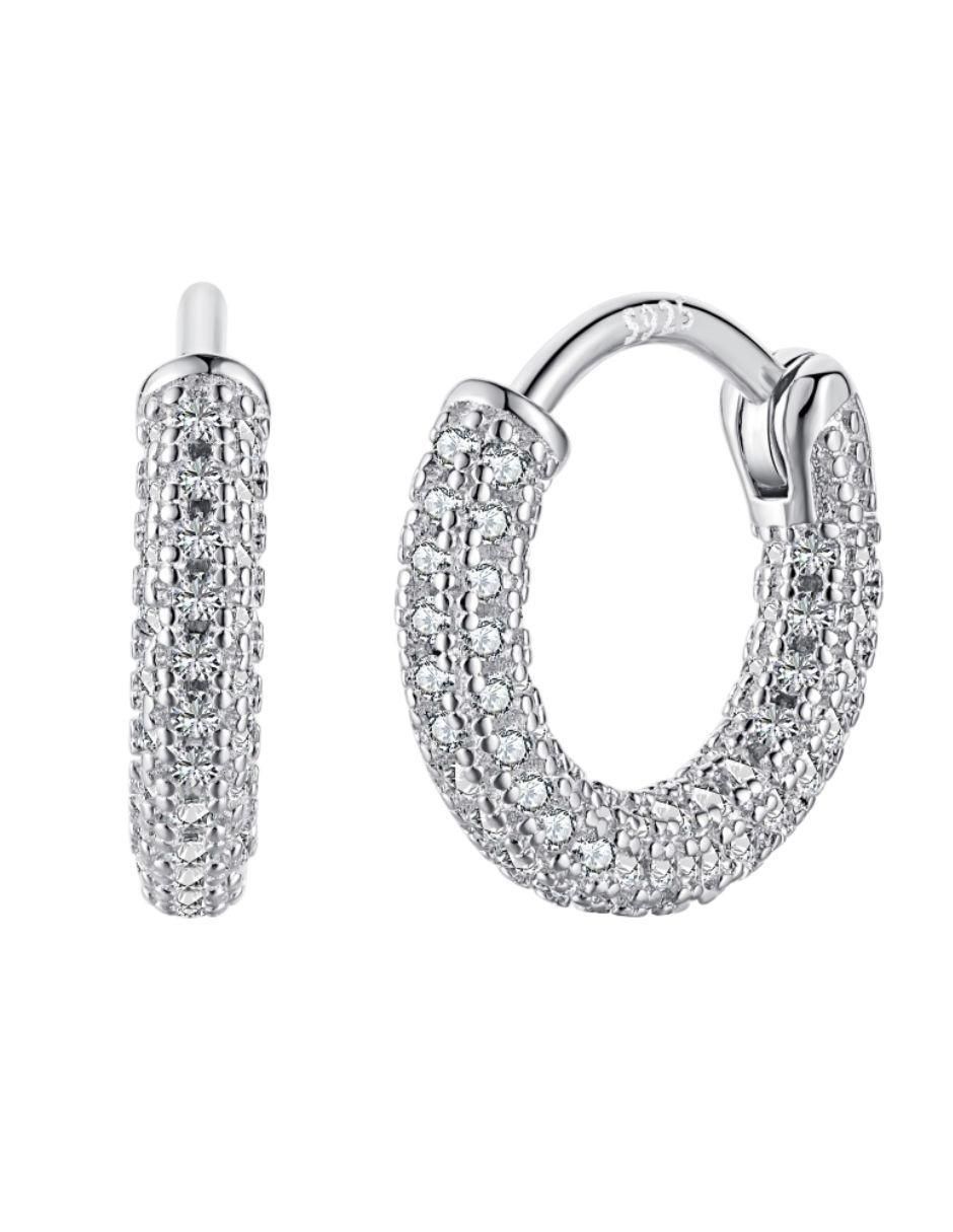 Arracadas Camila de plata P 925 con acabado baño rodio zirconia 2