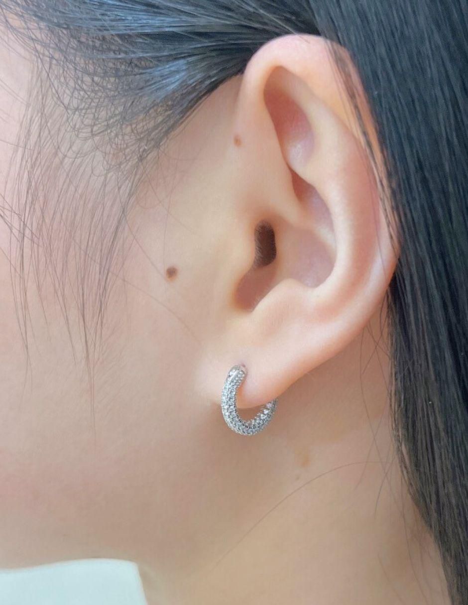 Arracadas Camila de plata P 925 con acabado baño rodio zirconia 5