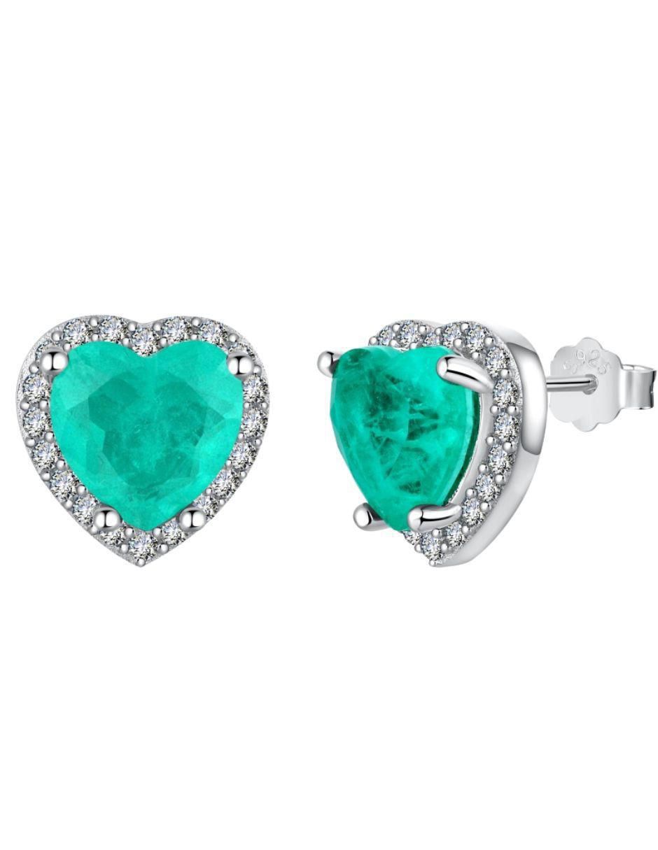 Broqueles de corazón Daniela de plata P 925 con acabado baño rodio zirconia