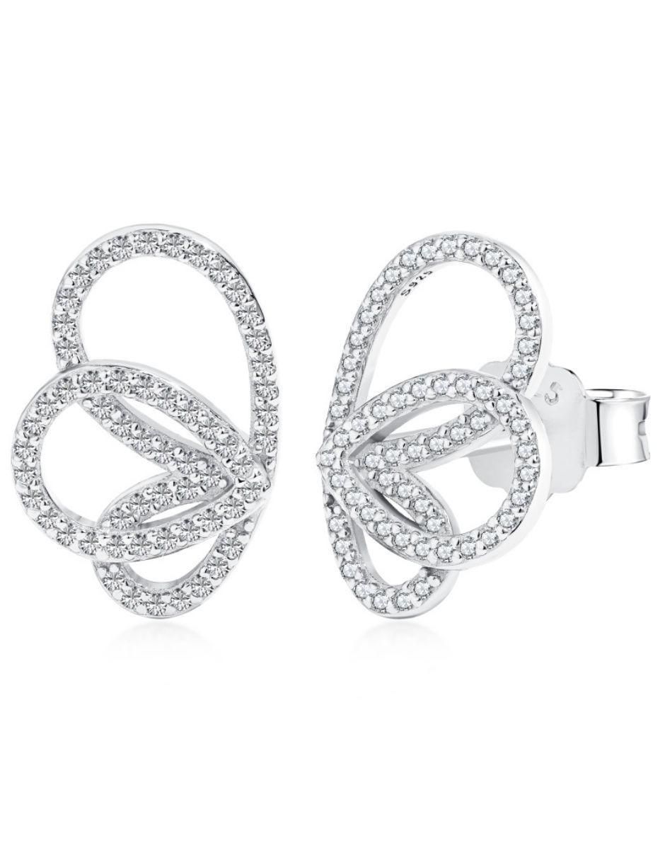 Broqueles Andrea de plata P 925 con acabado baño rodio zirconia Broqueles Andrea de plata P 925 con acabado baño rodio zirconia