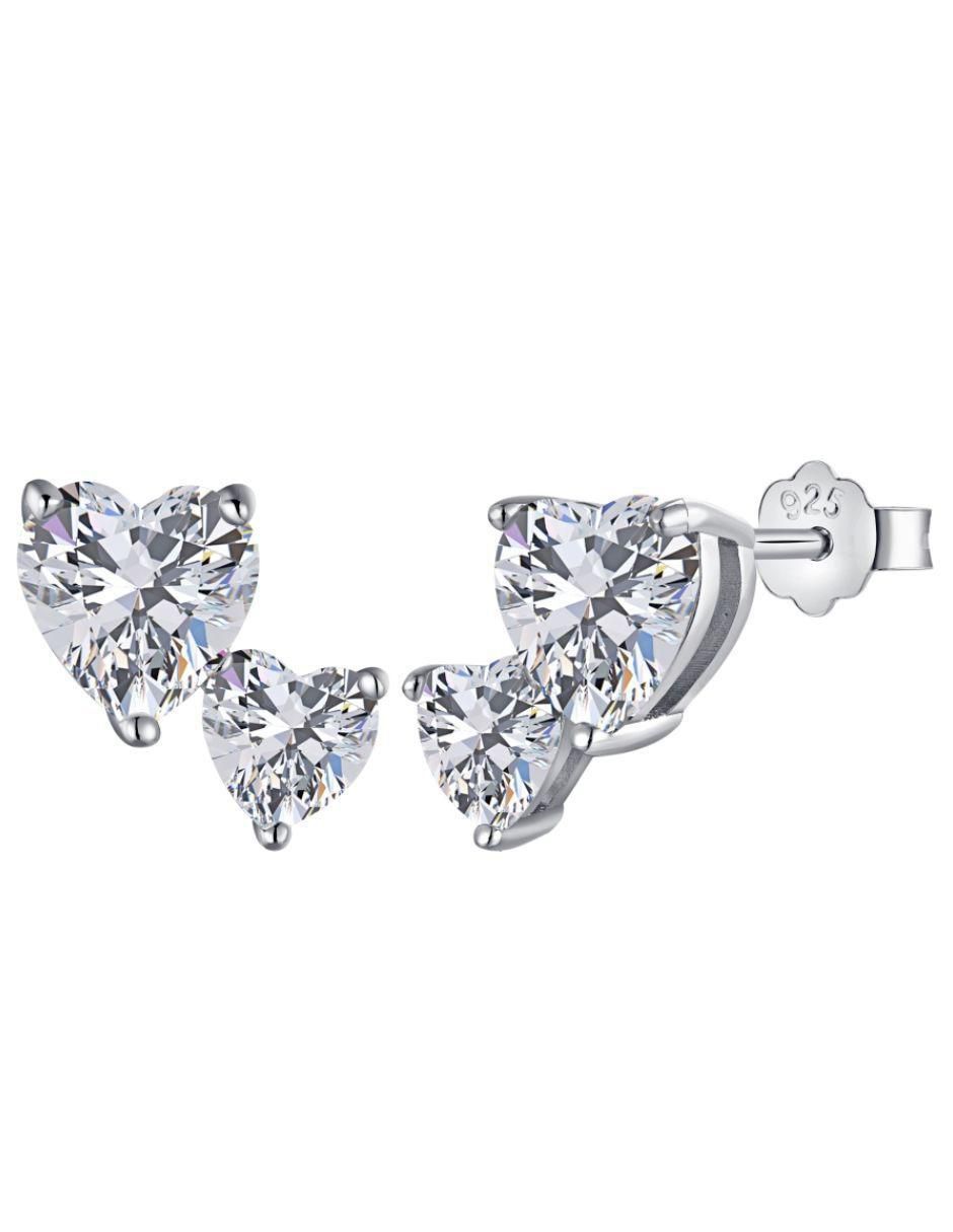 Broqueles de corazón Lucia de plata P 925 con acabado baño rodio zirconia