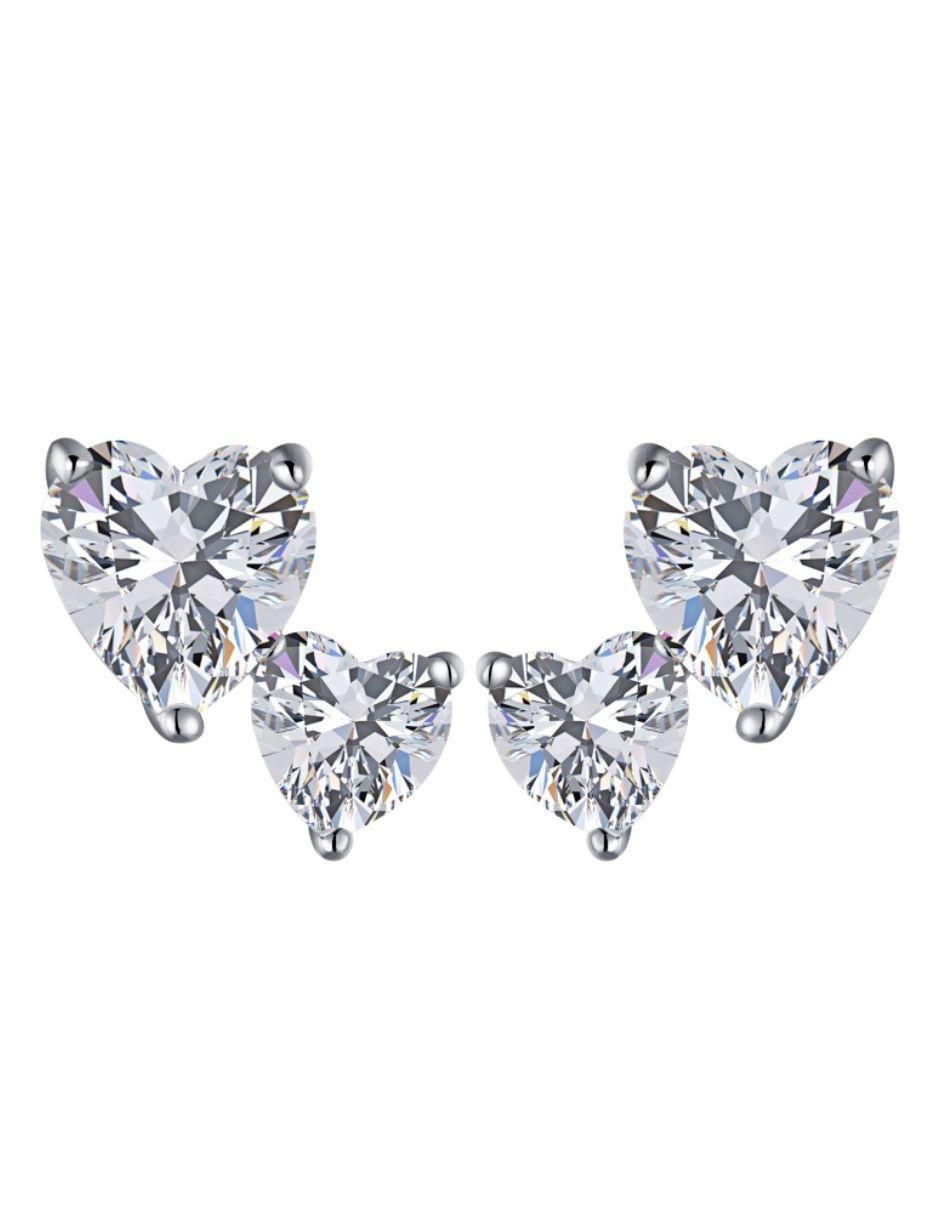 Broqueles de corazón Lucia de plata P 925 con acabado baño rodio zirconia 2
