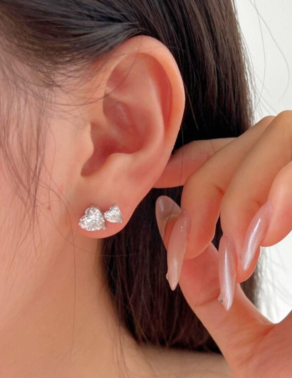 Broqueles de corazón Lucia de plata P 925 con acabado baño rodio zirconia 4