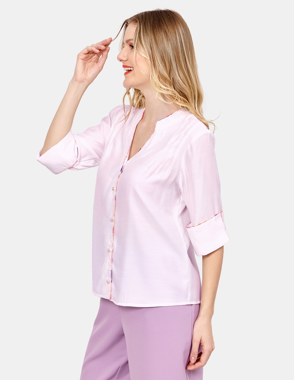 Blusa camisera manga 3/4 para mujer