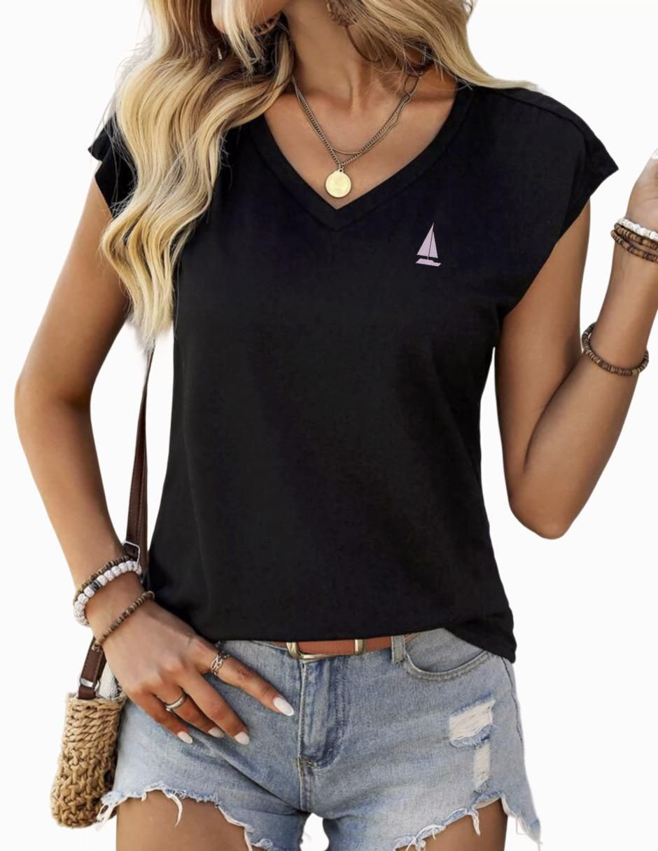 Playera manga corta cuello V para mujer Playera manga corta cuello V para mujer