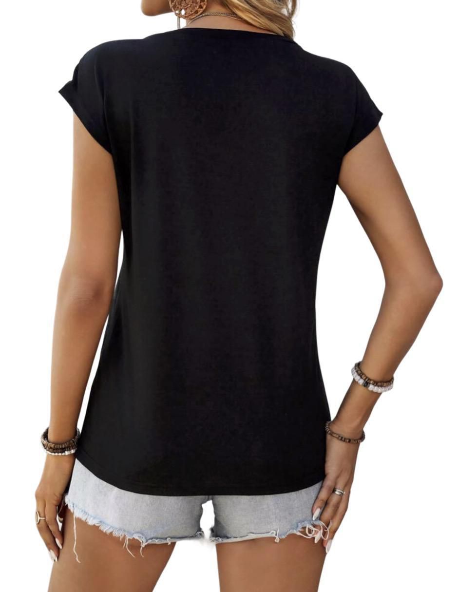 Playera manga corta cuello V para mujer 3