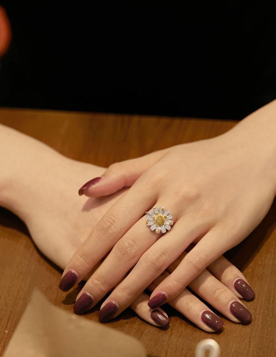 Anillo de flor Shun P 925 de plata zirconia 2
