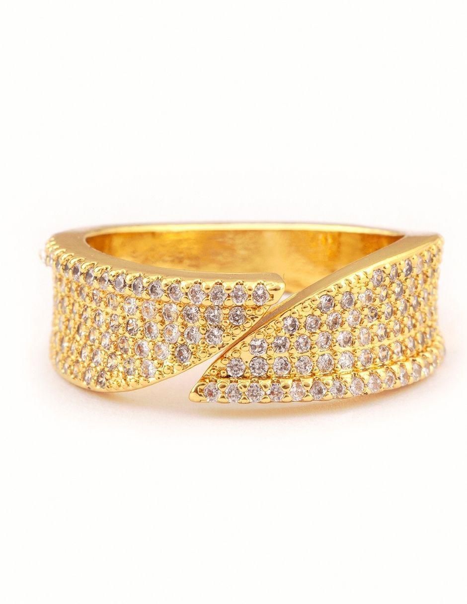 Anillo Daniela zirconia con acabado baño de oro 14 k