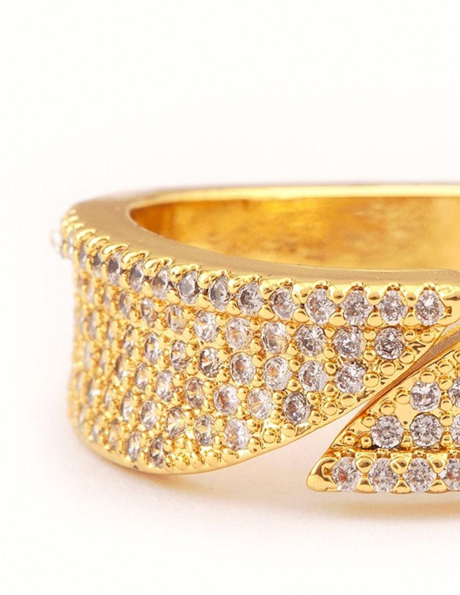 Anillo Daniela zirconia con acabado baño de oro 14 k 2